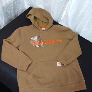 Boy's (14-16) Carhartt camo embroidered hoodie